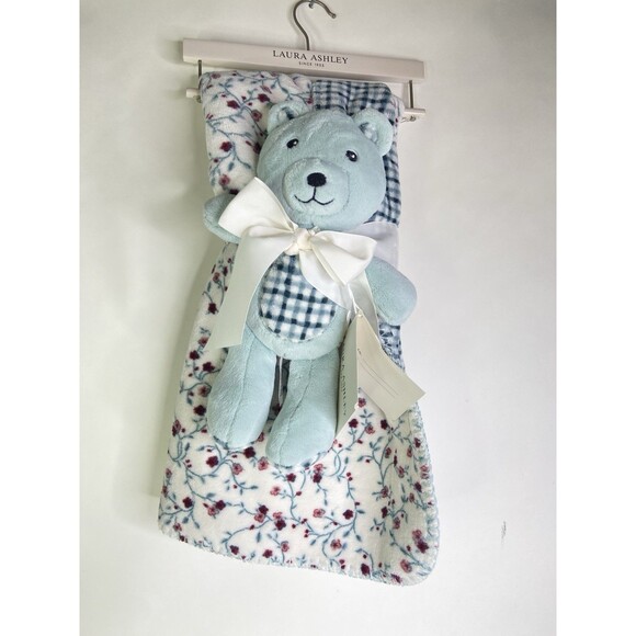Laura Ashley Blencow Sprig Baby Blanket and Bear Plush Toy Gift Set NEW - Picture 1 of 7